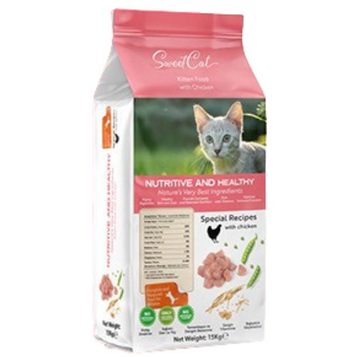 Image showcasing Sweet Cat Kitten Food with Chicken 15Kg – Pet Oasis Dubai