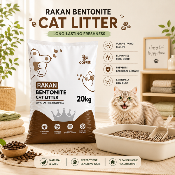 Rakan Bentonite Clumping Cat Litter – Coffee, 25L / 20Kg
