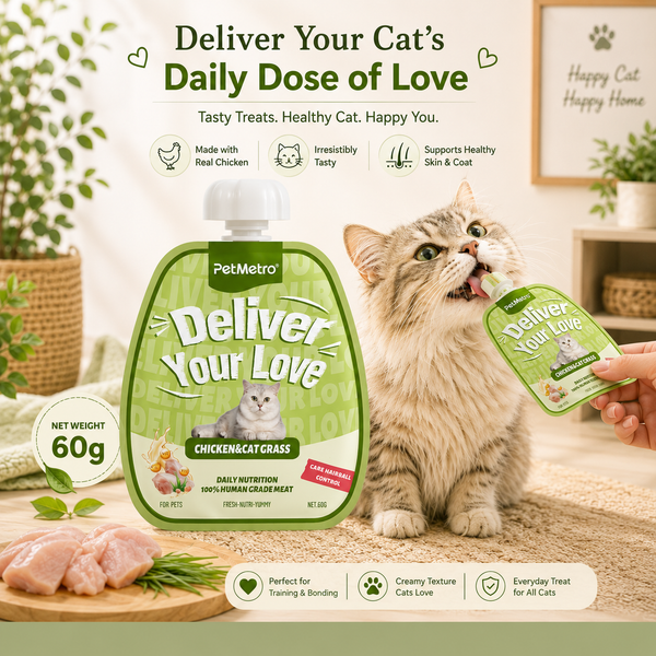 PetMetro Hairball Control Cat Treat with Chicken and Cat Grass 60 gr