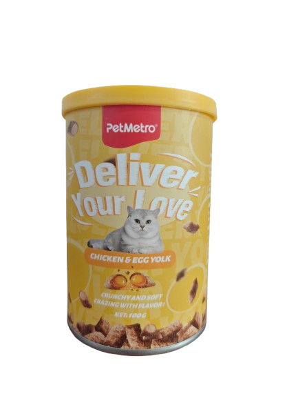Petmetro Crunchy Biscuits Treat Chicken & Egg Yolk Flavor 100G